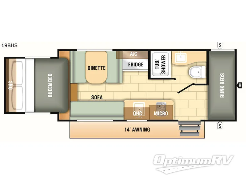 2018 Starcraft Launch Outfitter 7 19BHS RV Floorplan Photo