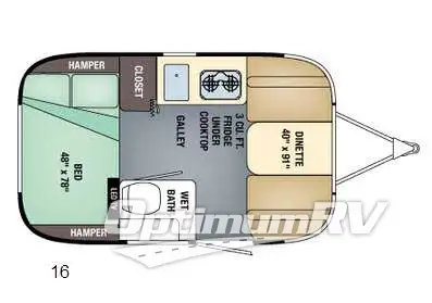 2016 Airstream Sport 16 RV Floorplan Photo