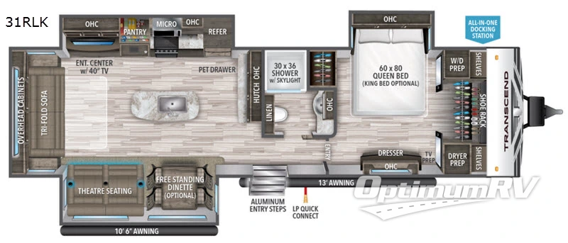 2020 Grand Design Transcend 31RLK RV Floorplan Photo