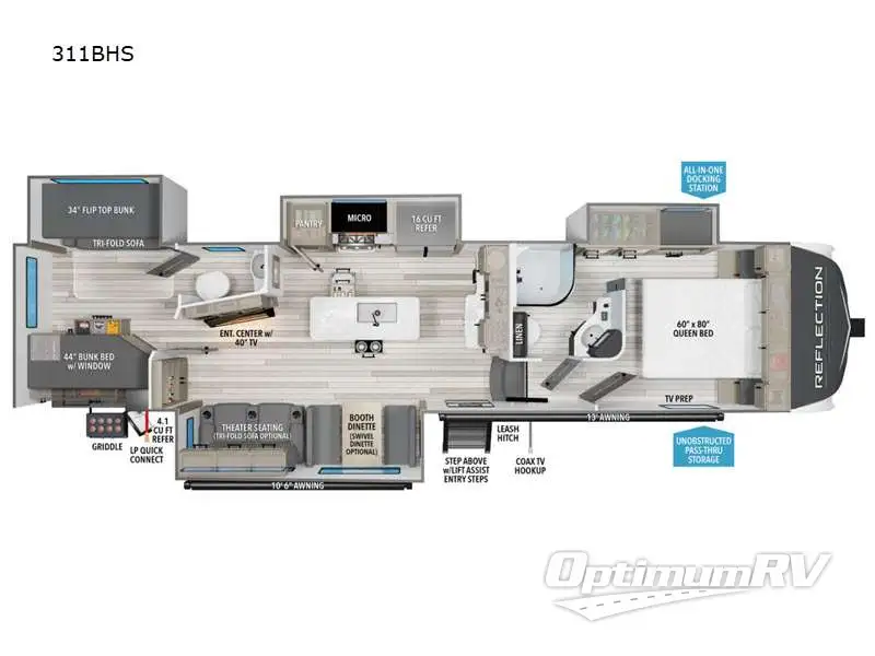 2024 Grand Design Reflection 311BHS RV Floorplan Photo