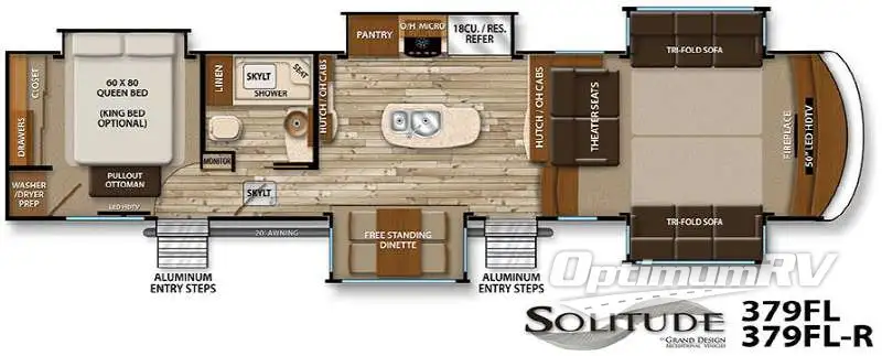 2016 Grand Design Solitude 379FL RV Floorplan Photo