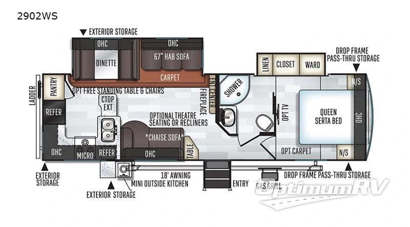 2019 Forest River Rockwood Ultra Lite 2902WS RV Floorplan Photo