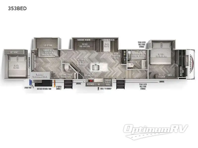 2021 Forest River Wildwood Heritage Glen 353BED RV Floorplan Photo