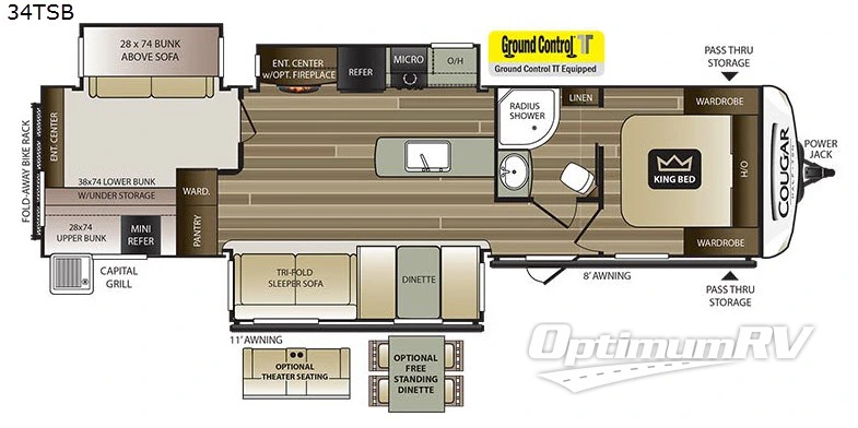 2018 Keystone Cougar Half-Ton Series 34TSB RV Floorplan Photo