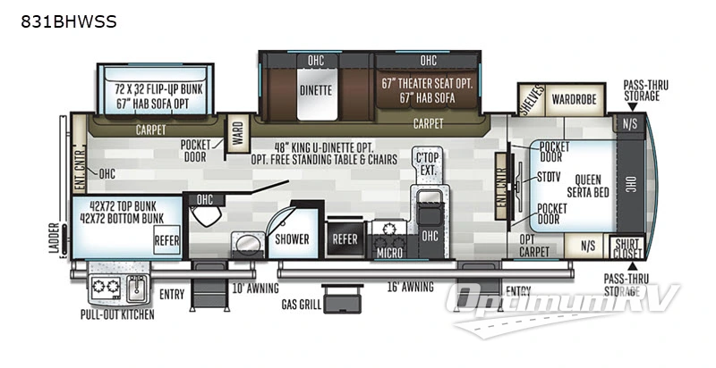 2019 Forest River Flagstaff Classic Super Lite 831BHWSS RV Floorplan Photo