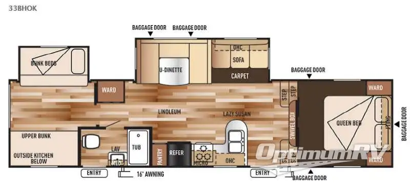 2015 Forest River Wildwood 33BHOK RV Floorplan Photo