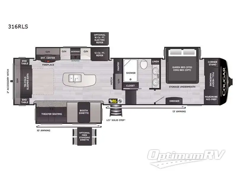 2022 Keystone Cougar 316 RLS RV Floorplan Photo