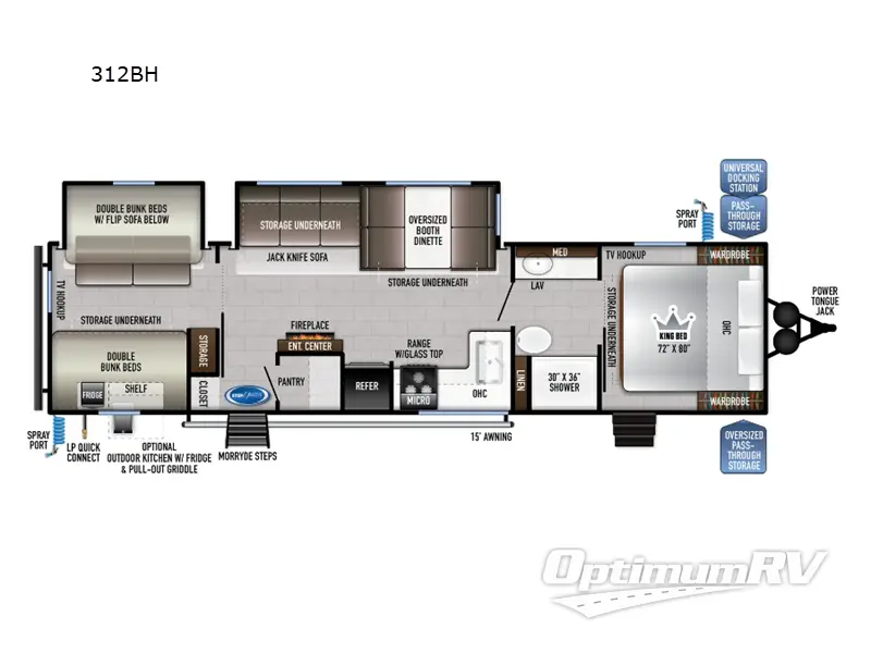 2025 East To West Della Terra 312BH RV Floorplan Photo