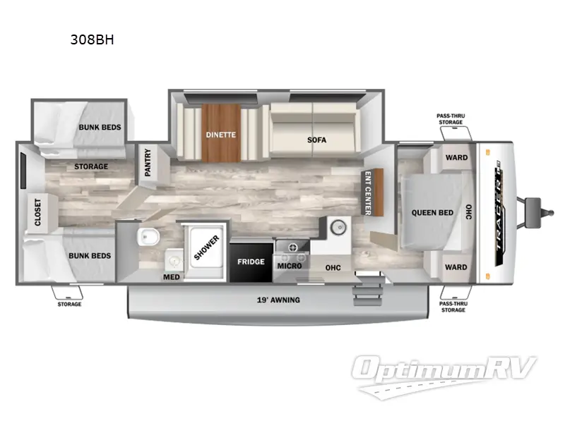 2025 Prime Time Tracer 308BH RV Floorplan Photo