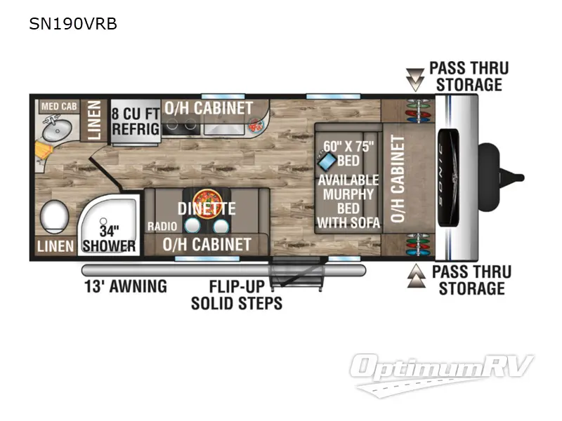 2022 Venture Sonic SN190VRB RV Floorplan Photo