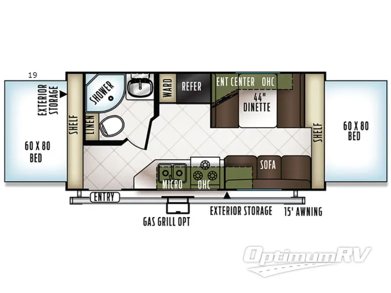 2018 Forest River Flagstaff Shamrock 19 RV Floorplan Photo