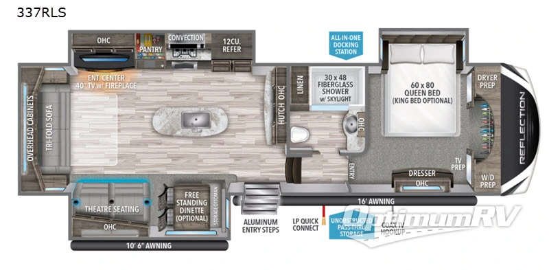 2020 Grand Design Reflection 337RLS RV Floorplan Photo