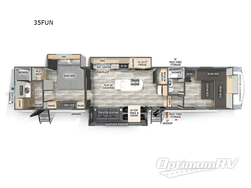 2025 Forest River Wildcat 35FUN RV Floorplan Photo