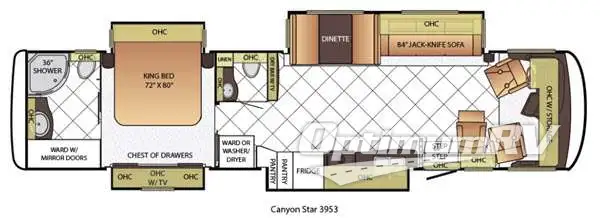 2015 Newmar Canyon Star 3953 RV Floorplan Photo