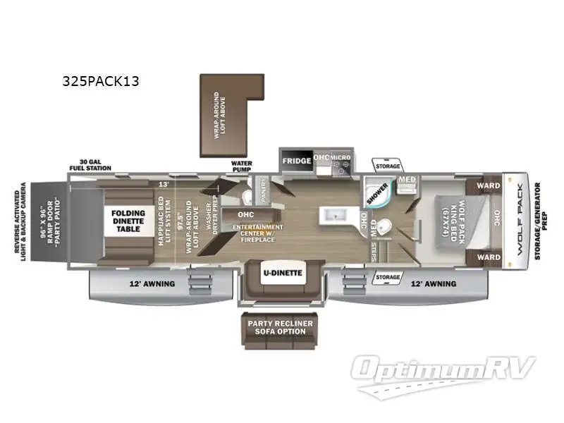 2021 Forest River Cherokee Wolf Pack 325PACK13 RV Floorplan Photo