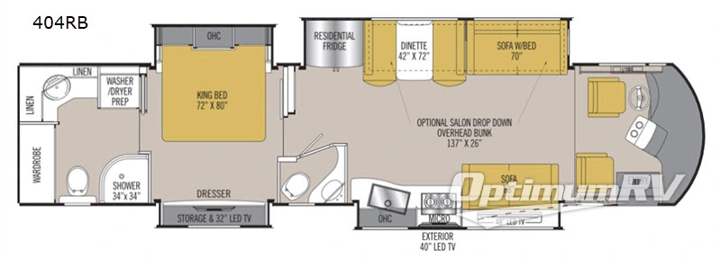 2018 Coachmen Sportscoach Cross Country RD 404RB RV Floorplan Photo