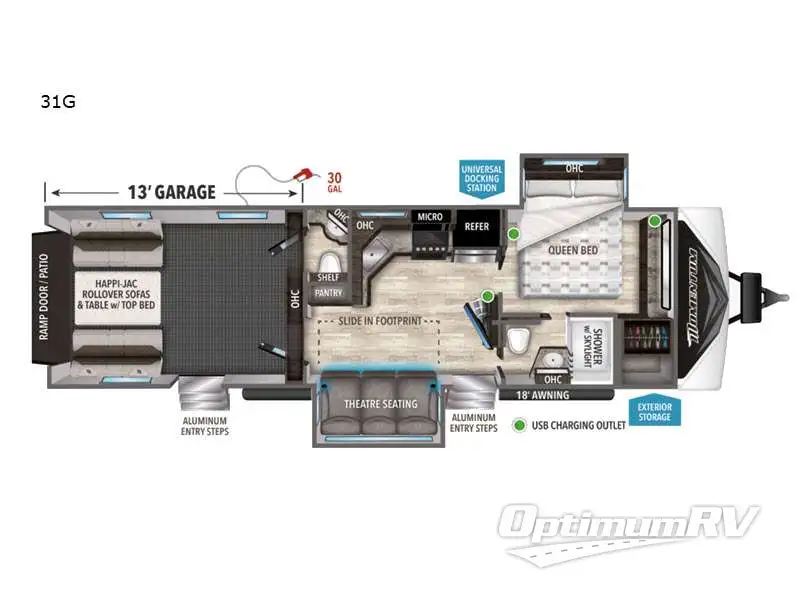 2022 Grand Design Momentum G-Class 31G RV Floorplan Photo