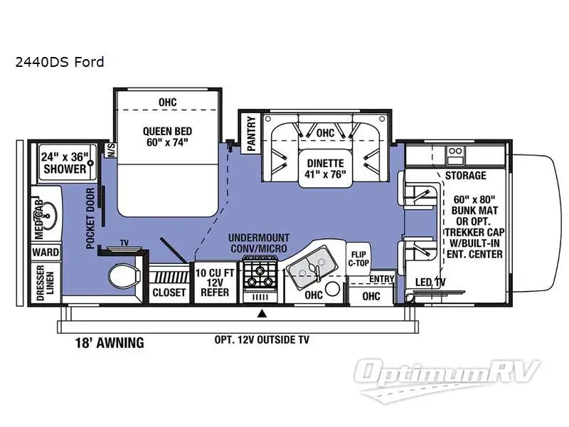 2021 Forest River Sunseeker Classic 2440DS Ford RV Floorplan Photo
