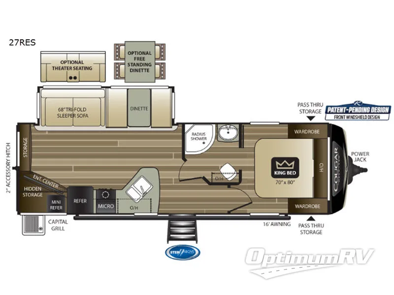 2019 Keystone Cougar Half-Ton Series 27RES RV Floorplan Photo