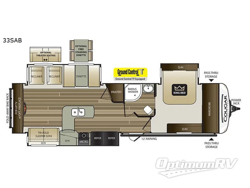 2018 Keystone Cougar Half-Ton Series 33SAB RV Floorplan Photo