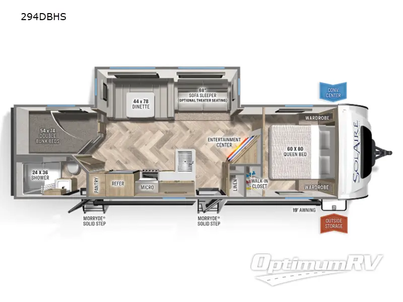 2022 Palomino SolAire Ultra Lite 294DBHS RV Floorplan Photo