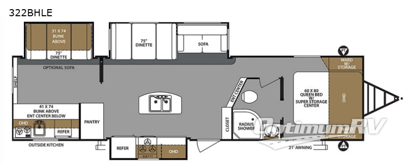 2018 Forest River Surveyor 322BHLE RV Floorplan Photo