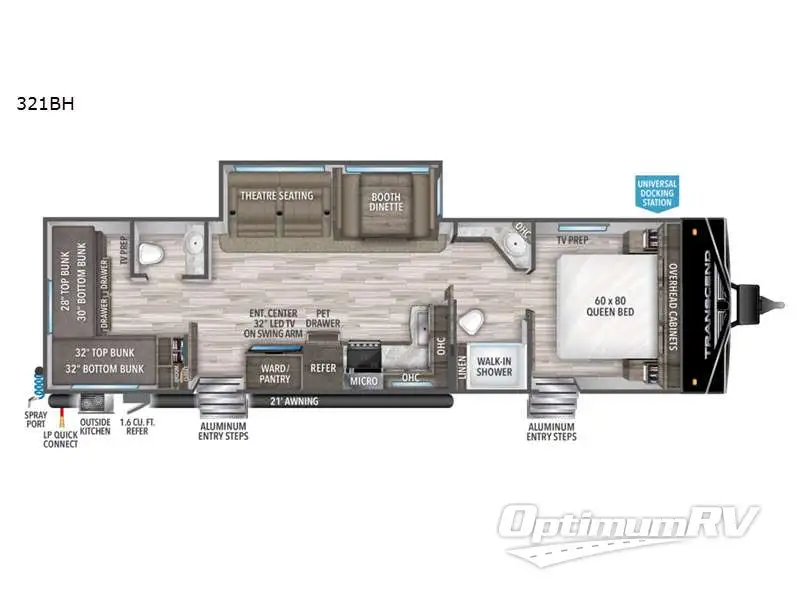 2022 Grand Design Transcend Xplor 321BH RV Floorplan Photo