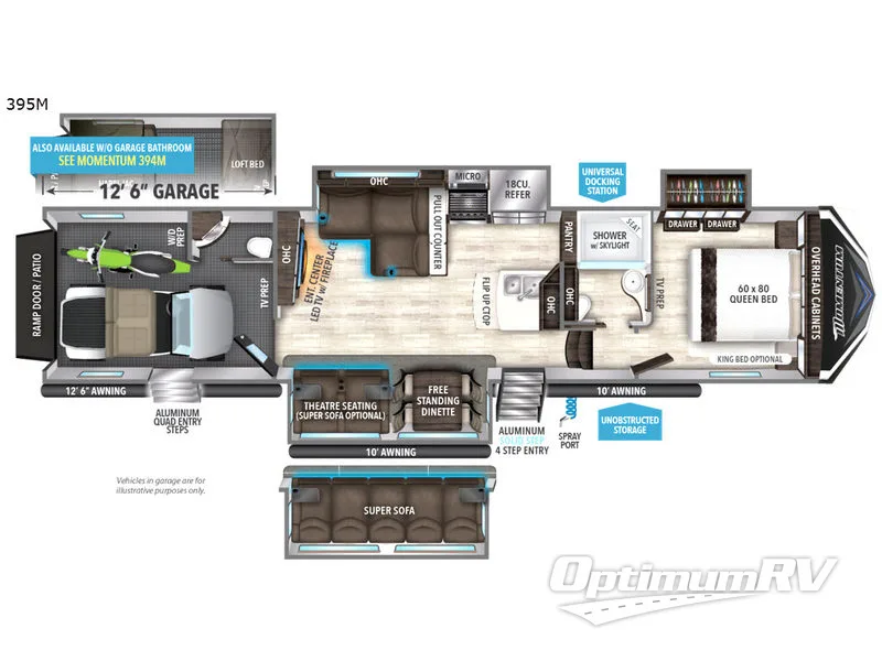 2020 Grand Design Momentum M-Class 395M RV Floorplan Photo