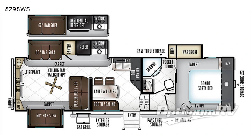 2018 Forest River Rockwood Signature Ultra Lite 8298WS RV Floorplan Photo