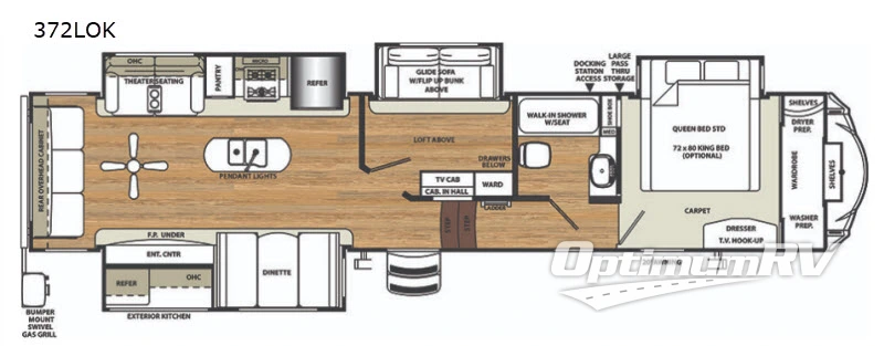 2018 Forest River Sandpiper 372LOK RV Floorplan Photo