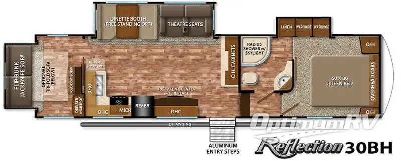 2016 Grand Design Reflection 30BH RV Floorplan Photo