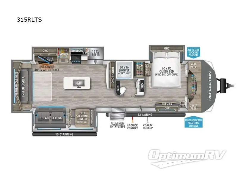 2023 Grand Design Reflection 315RLTS RV Floorplan Photo