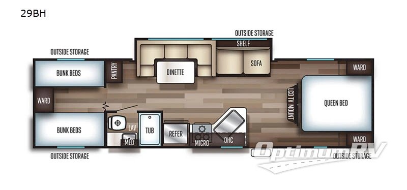 2019 Forest River Cherokee Grey Wolf 29BH RV Floorplan Photo