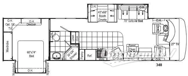 2008 Damon Challenger Platinum Edition 348 RV Floorplan Photo