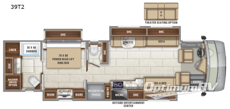 2020 Entegra Reatta 39T2 RV Floorplan Photo