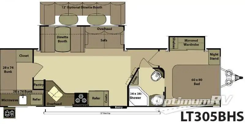 2012 Open Range Light LT305BHS RV Floorplan Photo