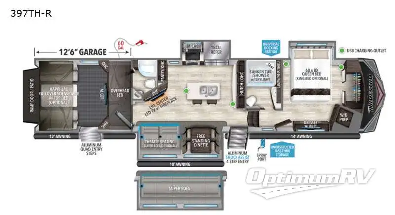 2021 Grand Design MOMENTUM 397TH-R RV Floorplan Photo