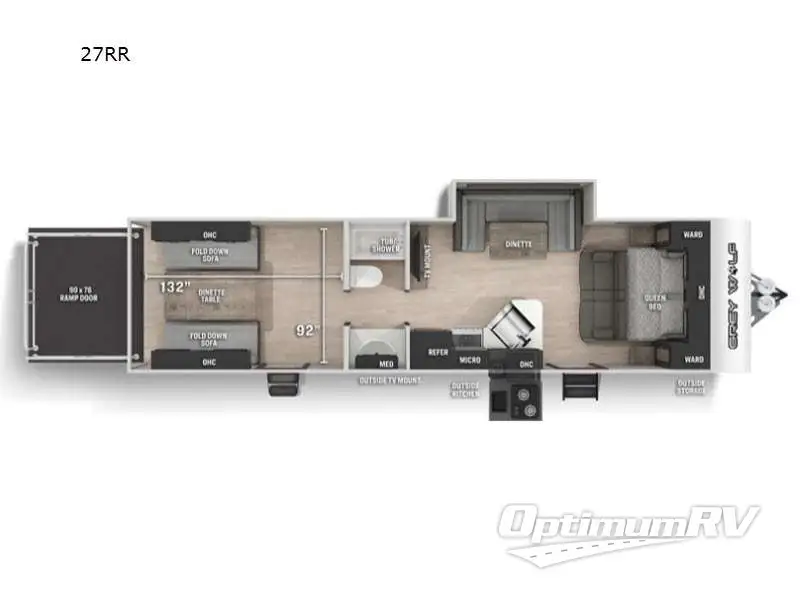 2021 Forest River Cherokee Grey Wolf 27RR RV Floorplan Photo