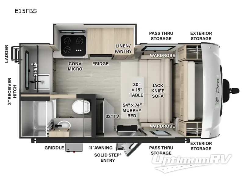 2025 Forest River Flagstaff E-Pro E15FBS RV Floorplan Photo