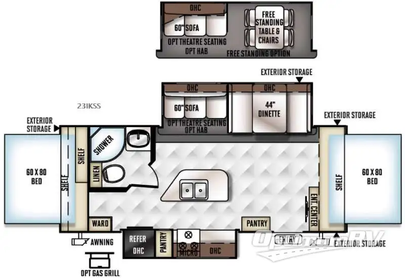 2016 Forest River Rockwood Roo 23IKSS RV Floorplan Photo