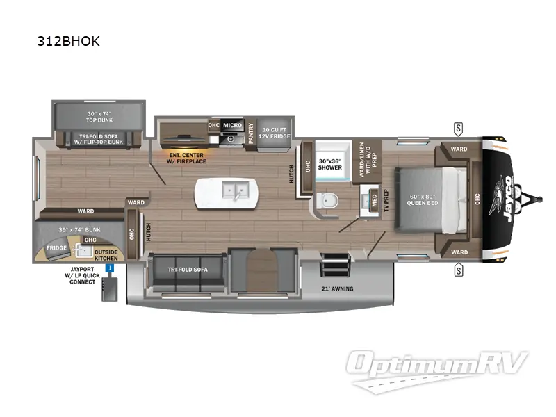 2023 Jayco Eagle HT 312BHOK RV Floorplan Photo