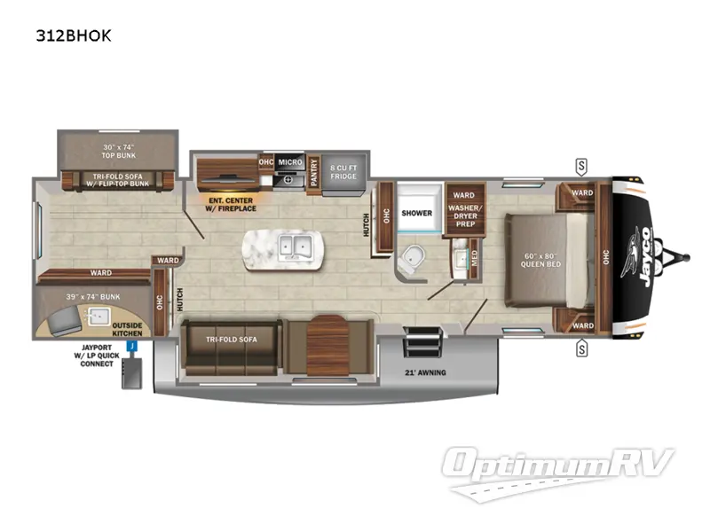 2022 Jayco Eagle HT 312BHOK RV Floorplan Photo