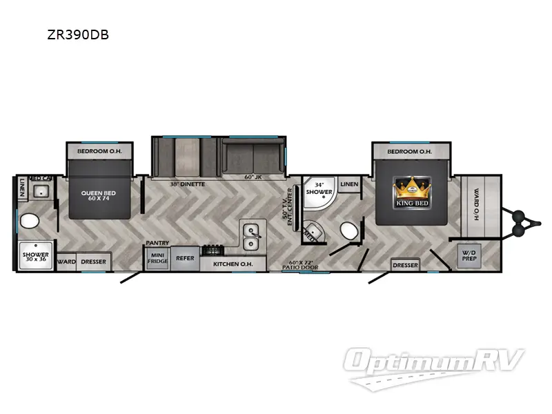 2024 CrossRoads Zinger ZR390DB Floorplan Photo