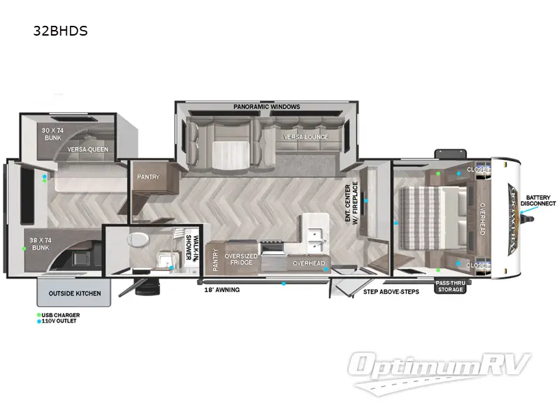 2022 Forest River Wildwood 32BHDS RV Floorplan Photo