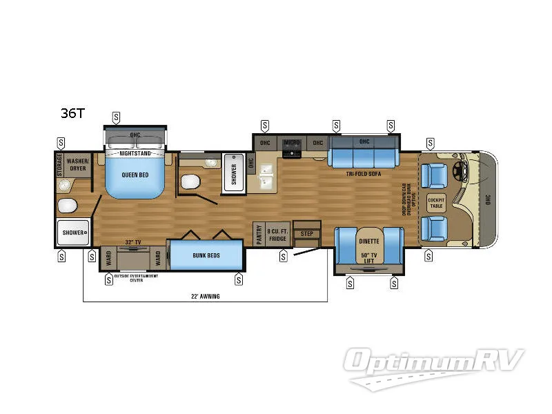 2017 Jayco Precept 36T RV Floorplan Photo