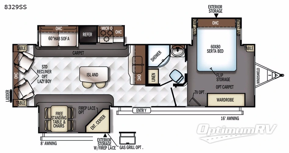 2017 Forest River Rockwood Signature Ultra Lite 8329SS RV Floorplan Photo