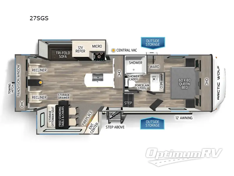2025 Forest River Cherokee Arctic Wolf 27SGS Floorplan Photo