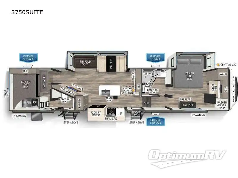 2025 Forest River Cherokee Arctic Wolf Suite 3750 RV Floorplan Photo