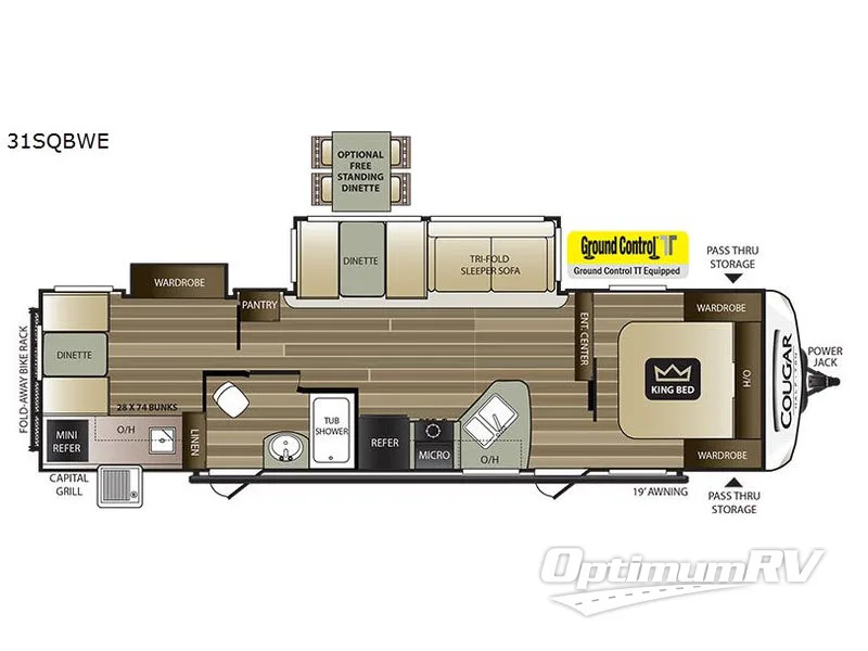 2018 Keystone Cougar Half-Ton Series 31SQBWE RV Floorplan Photo