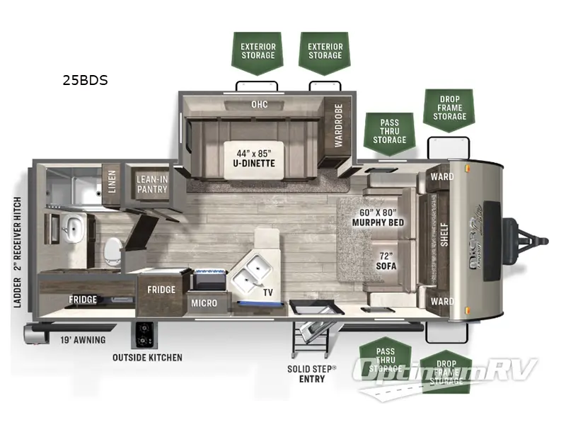 2022 Forest River Flagstaff Micro Lite 25BDS RV Floorplan Photo